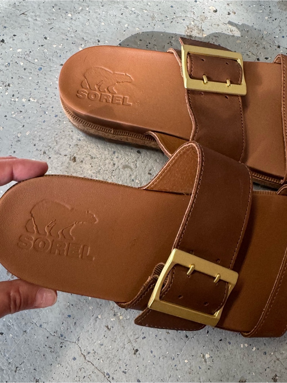 Sorel Roaming Buckle Slide sandals brown leather - Picture 2 of 8